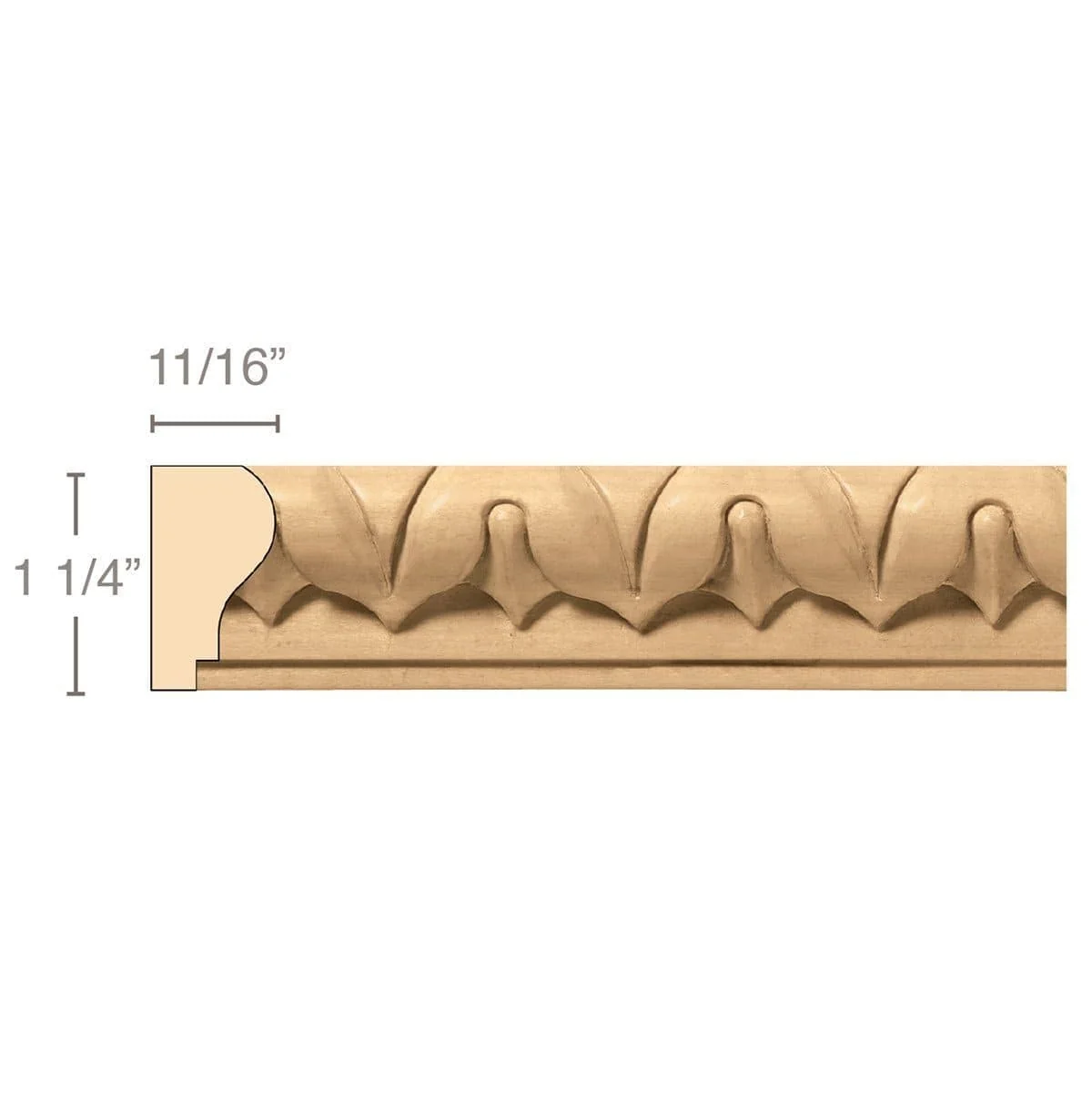 Lamb's Tongue (Repeats 1 1/2), 1 1/4''w x 11/16''d x 8' length, Resin is priced per 8' length