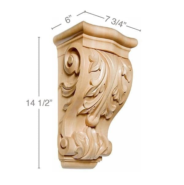 Large Acanthus Corbel, 7 3/4''w x 14 1/2''h x 6''d