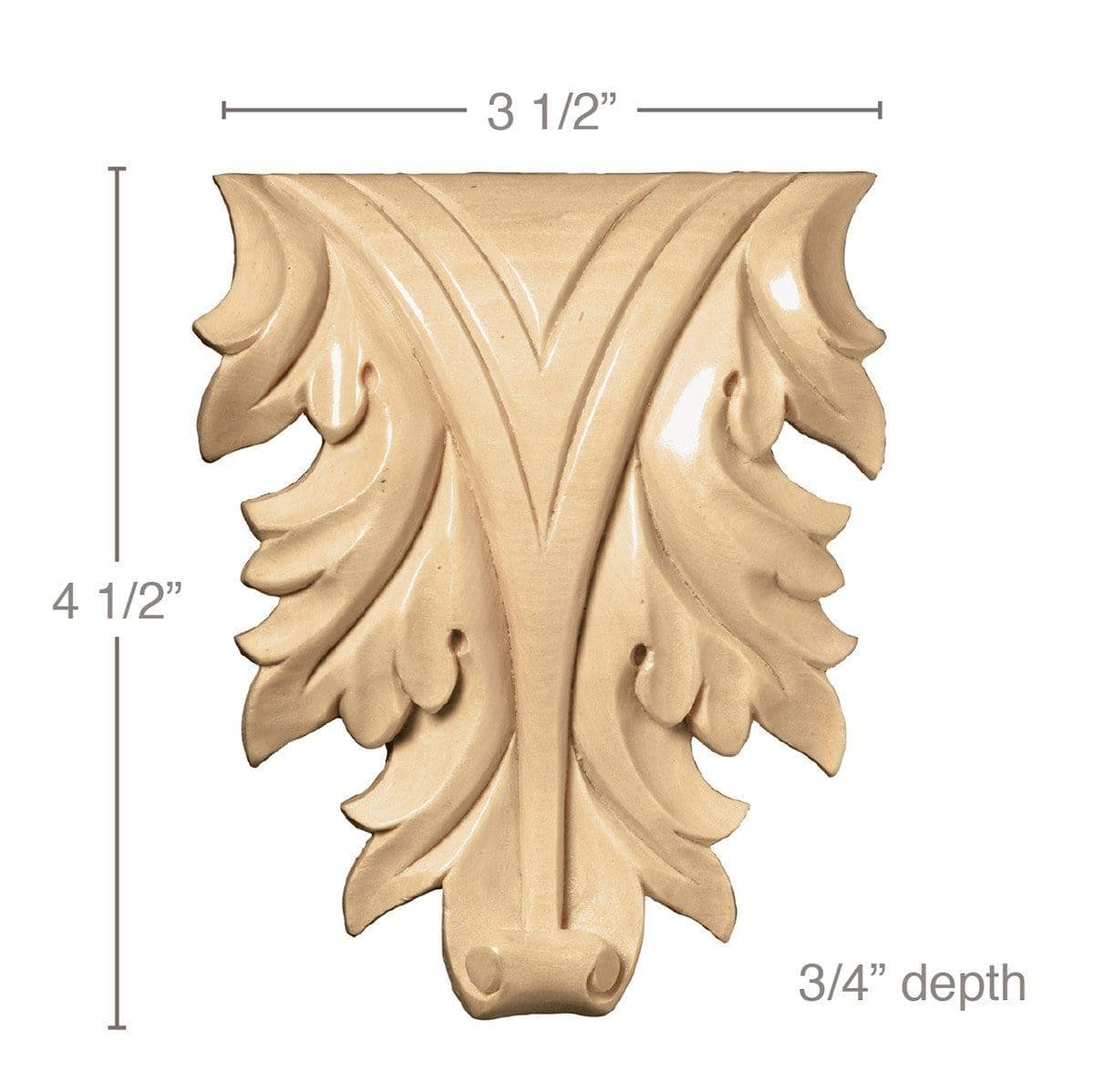 Small Acanthus Leaf (Sold 2 per card, Fits CRV5580), 3 1/2''w x 4 1/4''h x 3/4''d