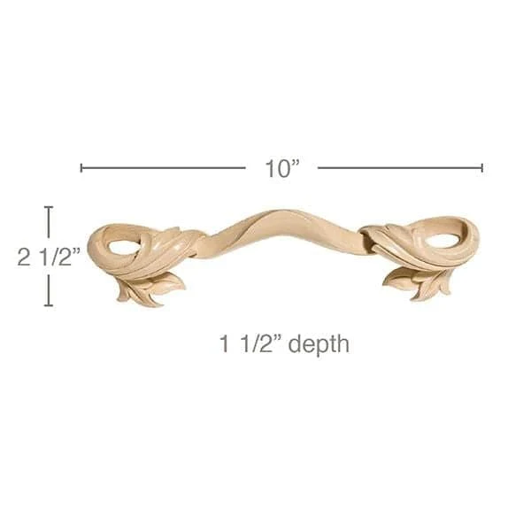 Large Acanthus Pull, 10"w x 2 1/2"h x 1 1/2"d