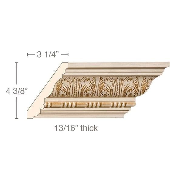 Large Acanthus with Bead and Barrel, 5 1/2''w x 13/16''d