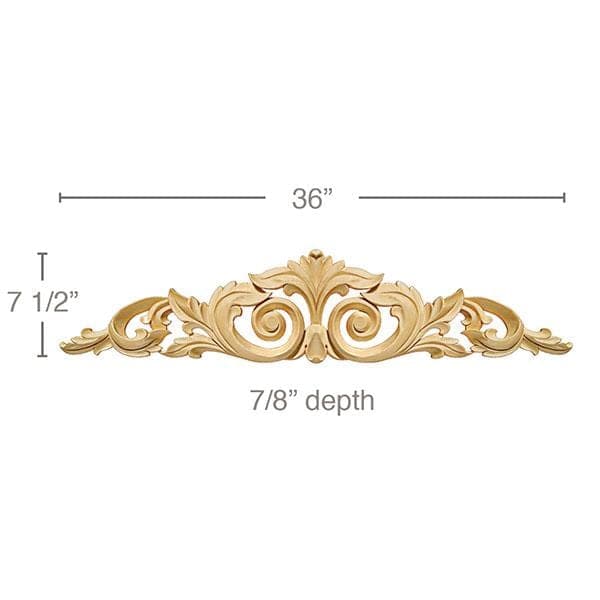 Large Acanthus with Scrolls, 36"w x 7 1/2"h x 7/8"d