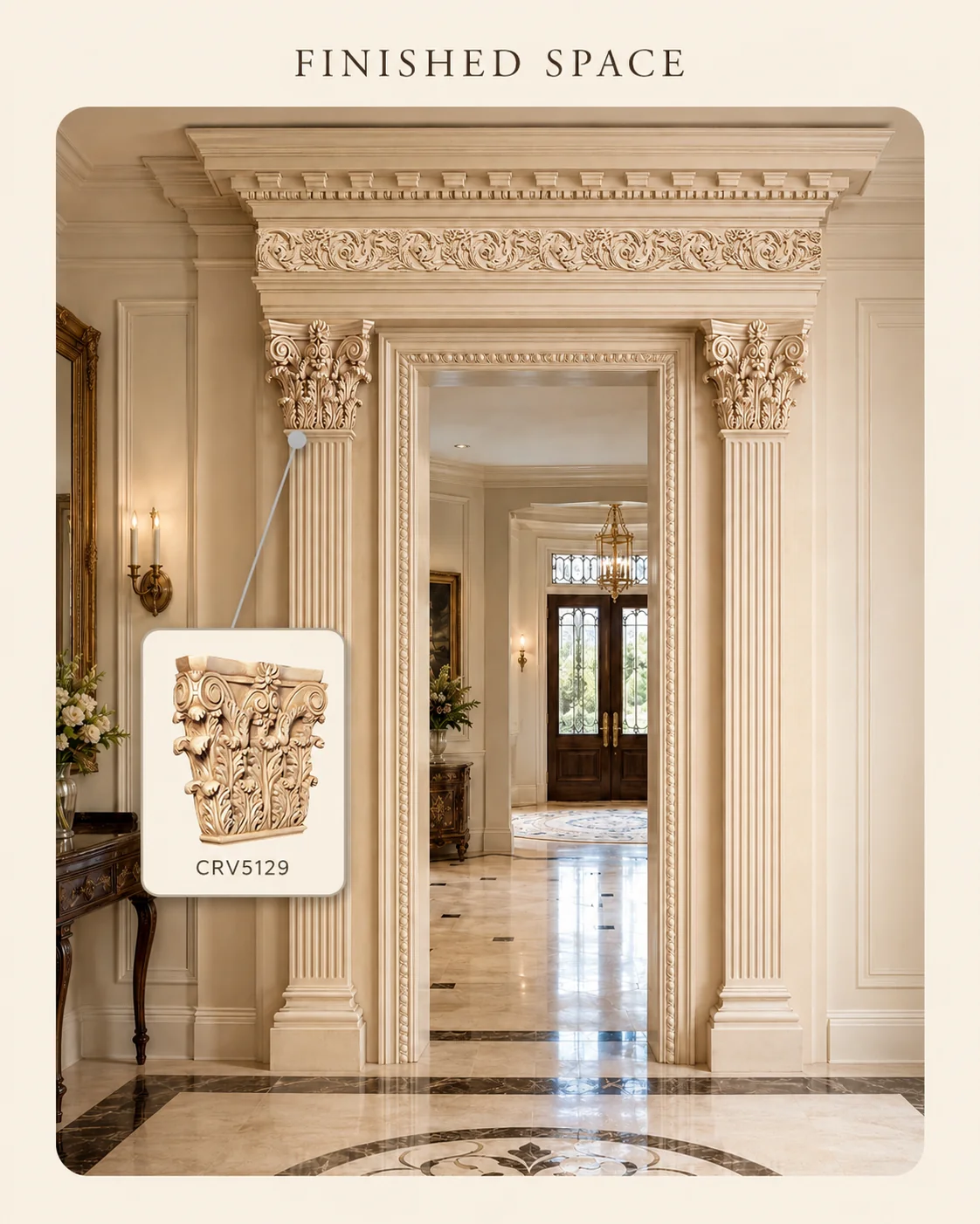 Large Corinthian Capital, 14 1/4"w x 12"h x 2 3/4"d, (accepts up to 8"w x 1 3/4"d) - Image 2