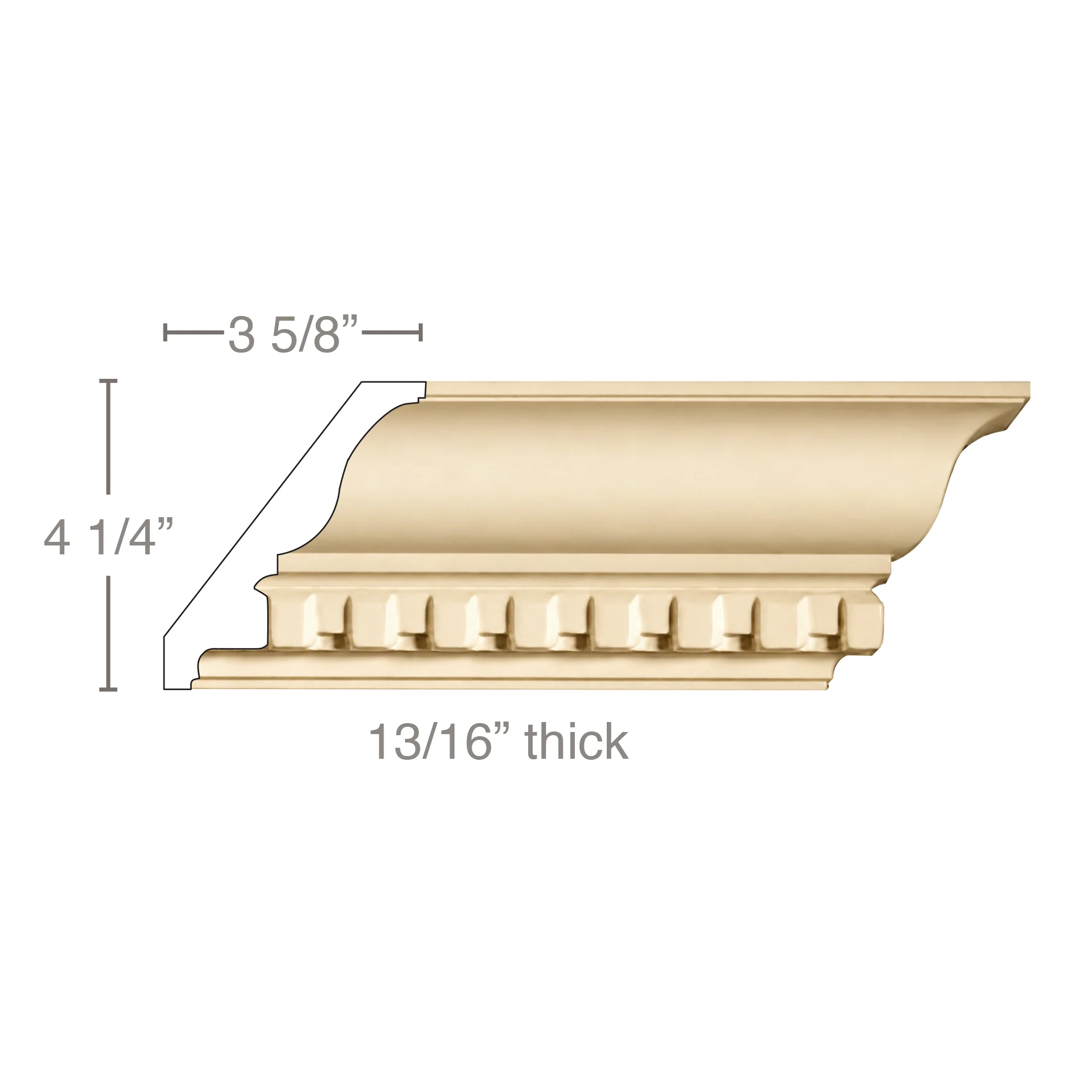Large Dentil Crown (Dentil is overlay), 5 1/2''w x 13/16''d
