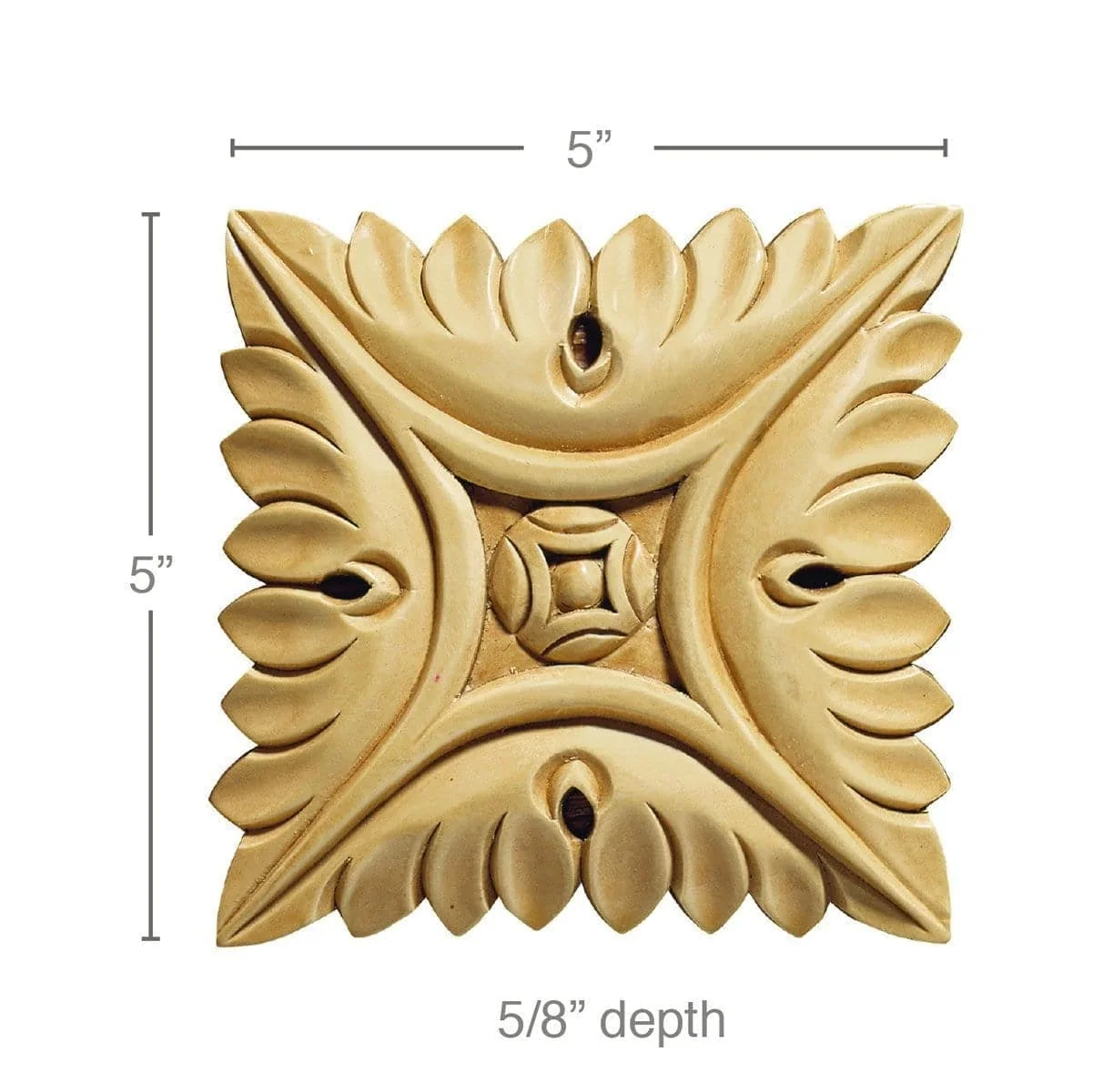 Large Square Rosette (Sold 2 per card), 5''w x 5''h x 5/8''d, Lindenwood