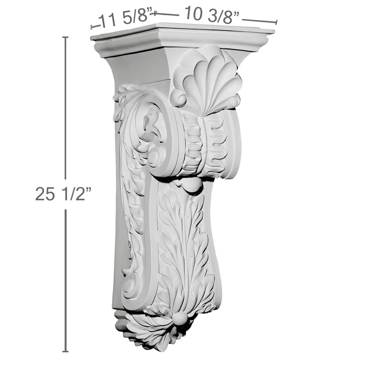 Leaf Corbel, 10 3/8"W x 11 5/8"D x 25 1/2"H