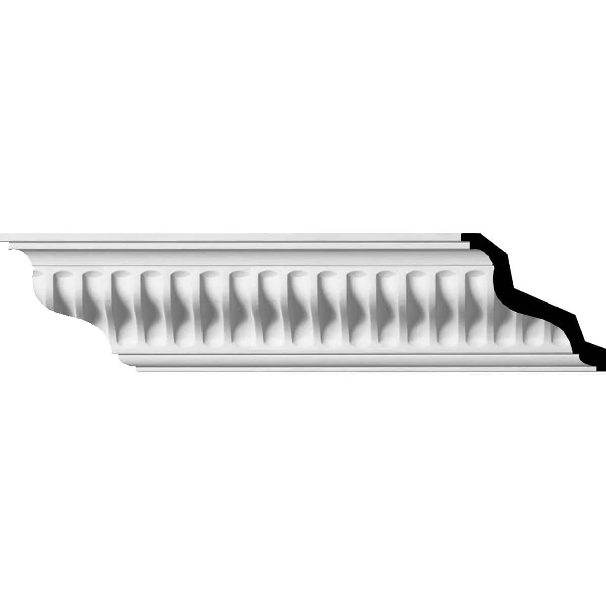 Linus Crown Moulding, 4"H x 4"P x 5 5/8"F x 94 1/2"L, (7/8" Repeat)