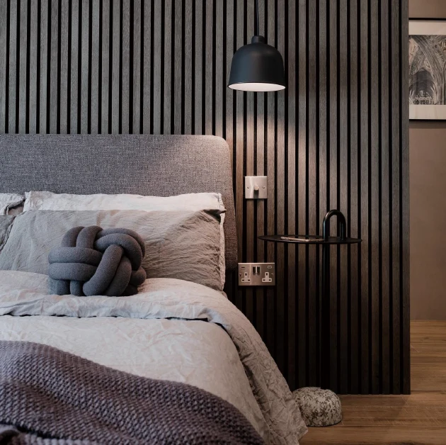 Matte Black Oak Acoustic Panel, Varnished Wood - Harmony Series - Sold 2 Panels Per Carton - Image 3