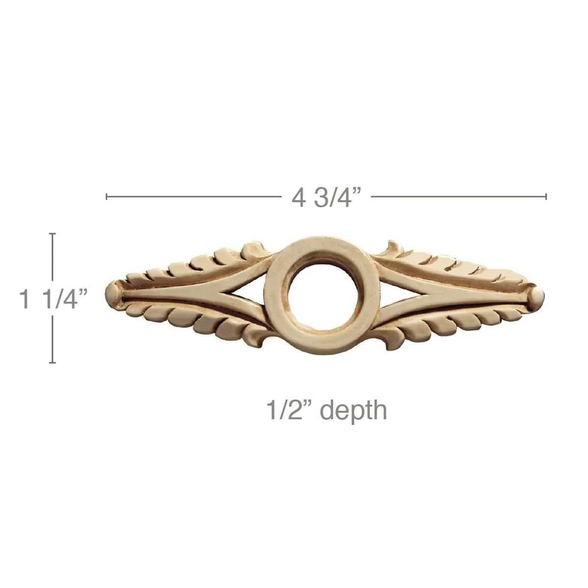 Medium Acanthus Center (Sold 4 per card), 4 3/4''w x 1 1/4''h x 1/2''d