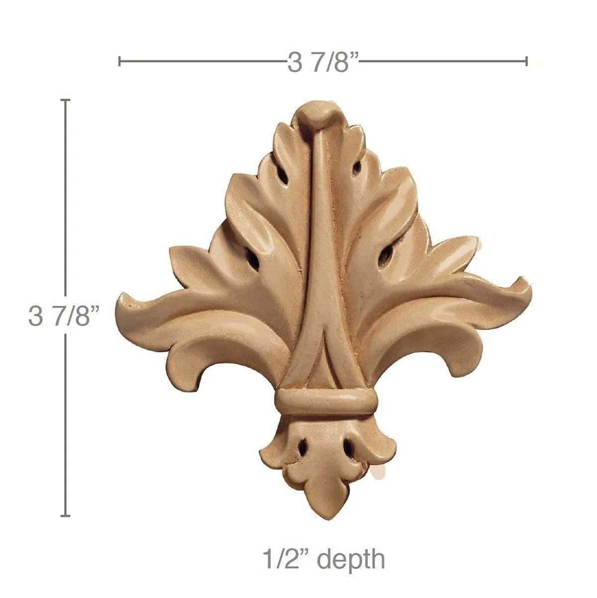 Medium Acanthus Leaf (Sold 4 per card), 3 7/8''w x 3 7/8''h x 1/2''d, Lindenwood