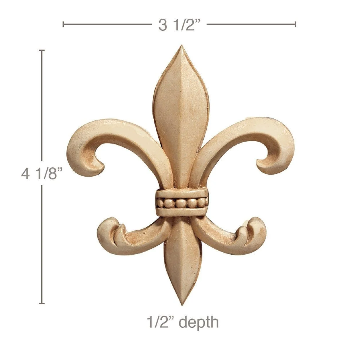 Medium Fleur de Lis (Sold 4 per card), 3 1/2''w x 4 1/8''h x 1/2''d