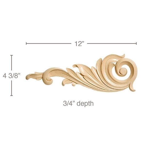Medium Scroll, 12"w x 4 3/8"h x 3/4"d, L and R pair per