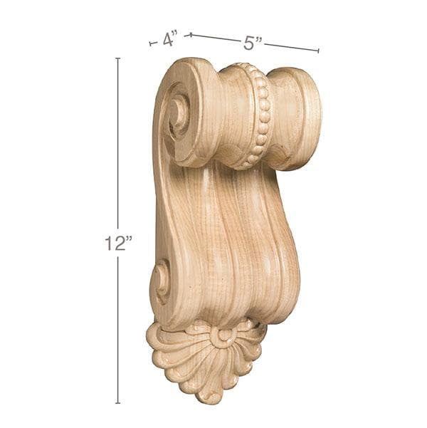 Medium Scrolled Corbel, 5''w x 12''h x 4''d