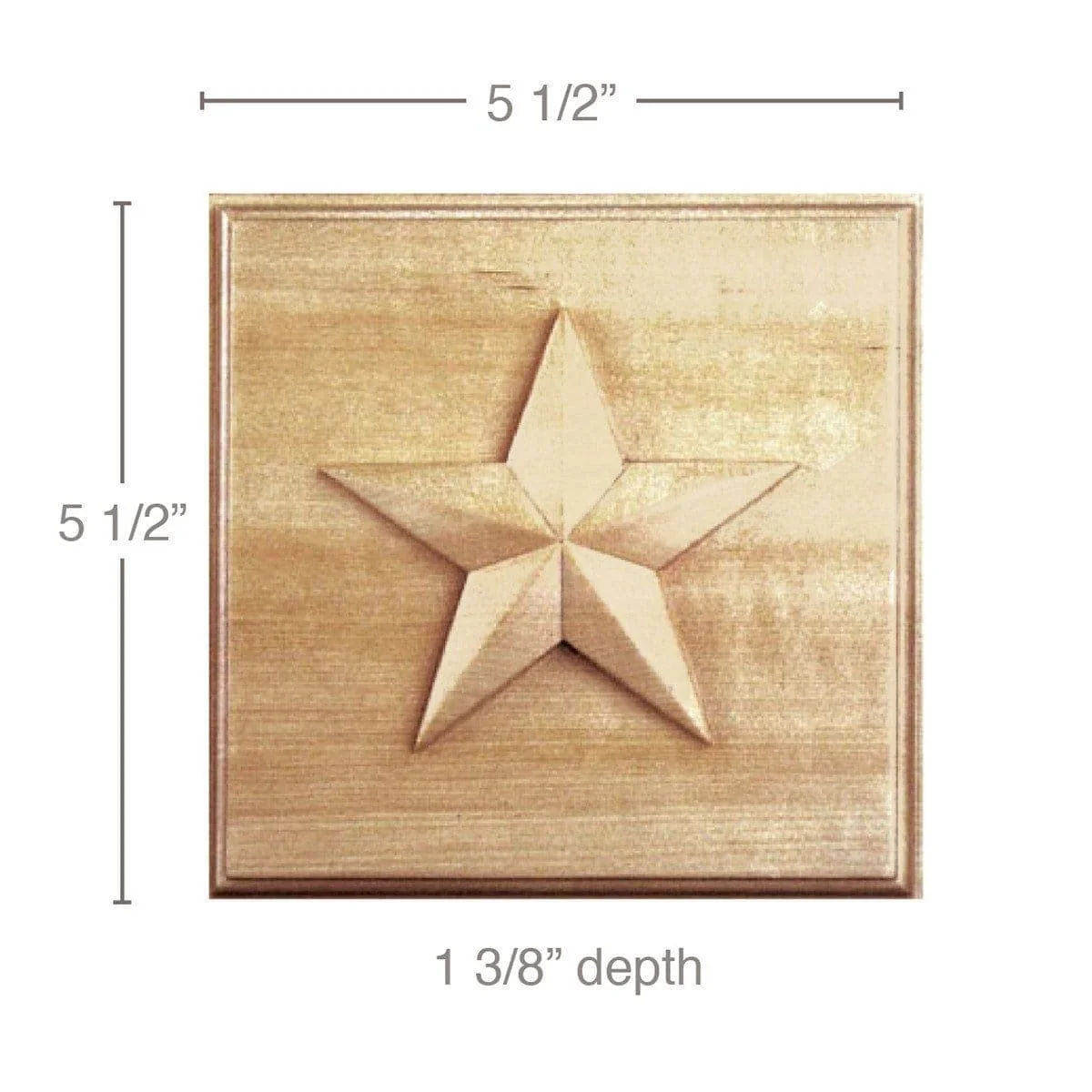 Medium Star Rosette (Sold 2 per card, accepts 13/16" casing, star is 4), 5 1/2''w x 5 1/2''h x 1 3/8''d