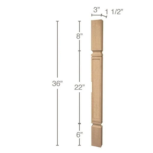 Mission Island Split Column, 3"w x 36"h x 1 1/2"d, 1 Pair