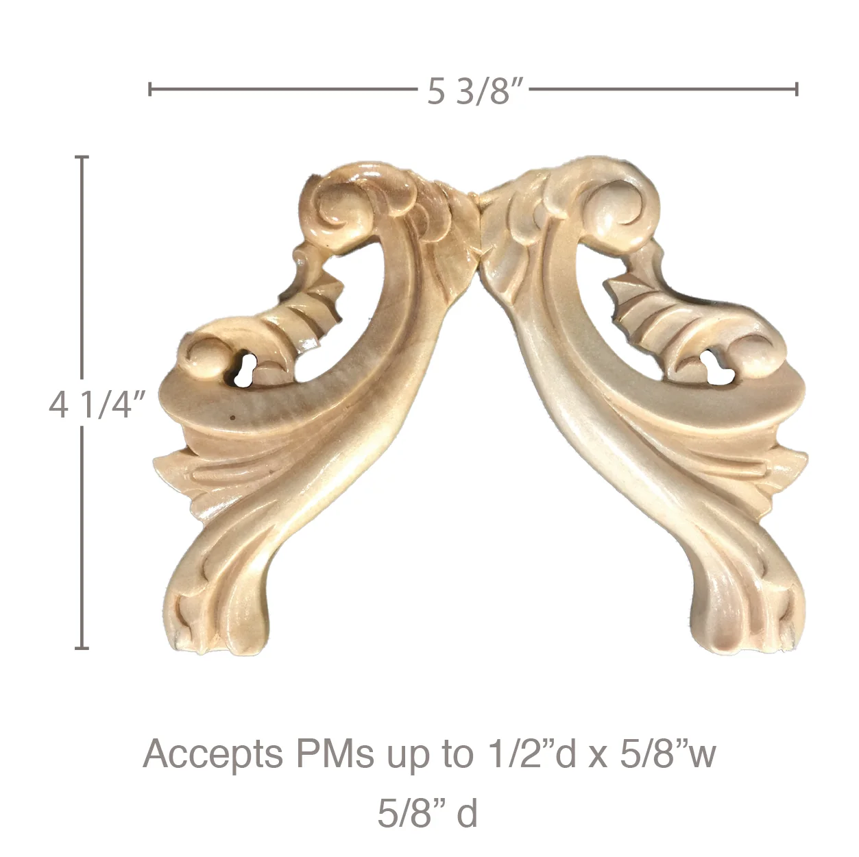 Panel Crest, 4 1/4"w x 5 3/8"d x 5/8", Pair, Resin, Ships: In 8 -12 Business Days