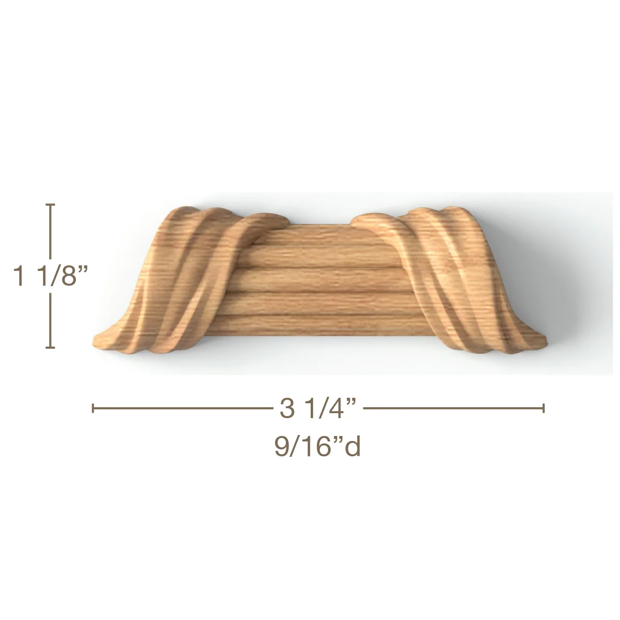 Reed & Cross Ribbon Center Pair, 3 1/4"w x 1 1/8"h x 9/16"d
