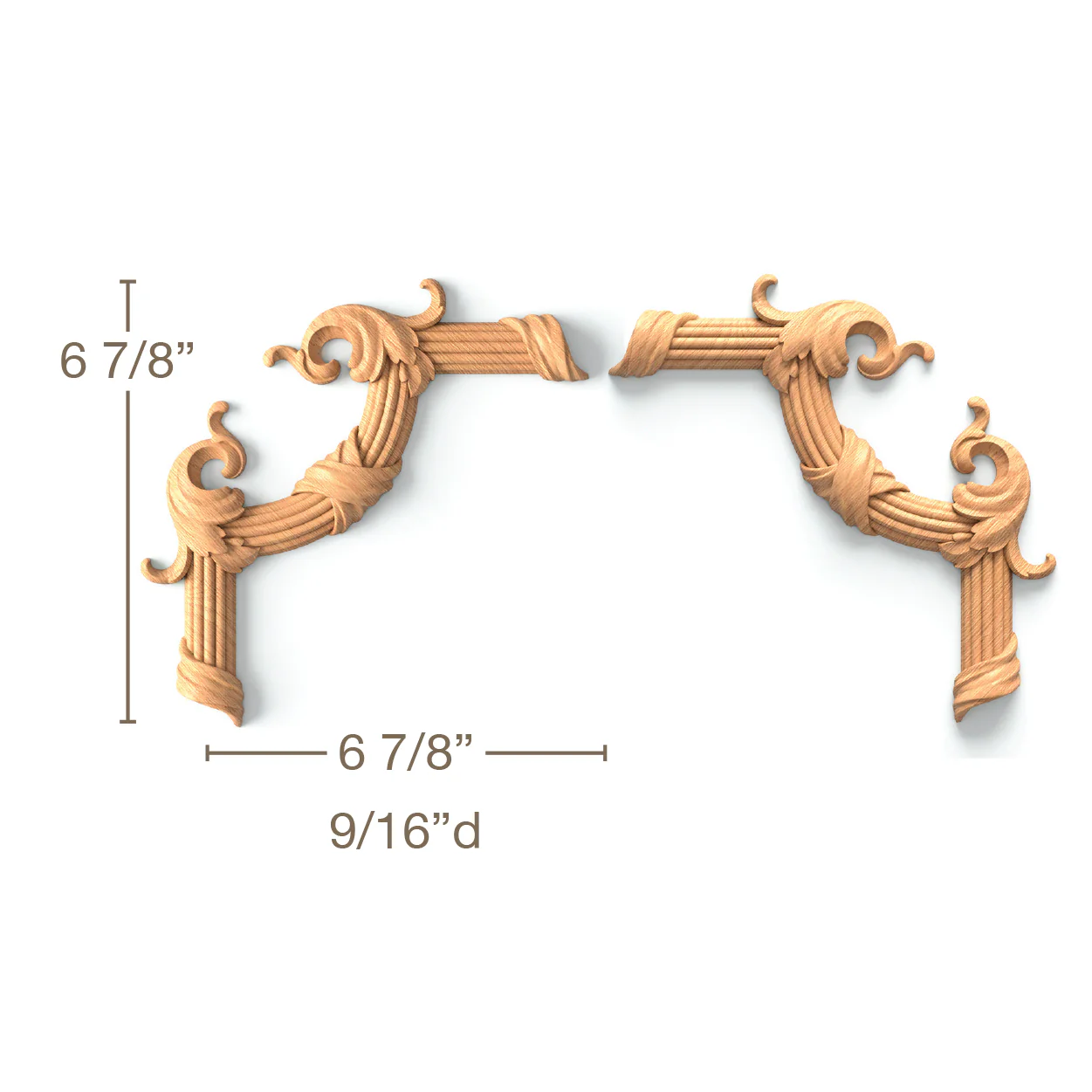 Reed & Cross Ribbon Corner Set of 4, 6 7/8"w x 6 7/8"h x 9/16"d