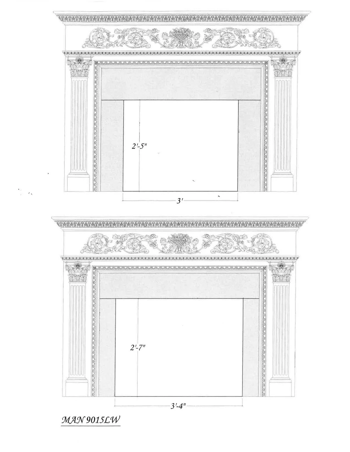 Rinceau Scrolls with Floral Basket Full Surround, 80 5/8"w x 57"h x 8"d - Image 4