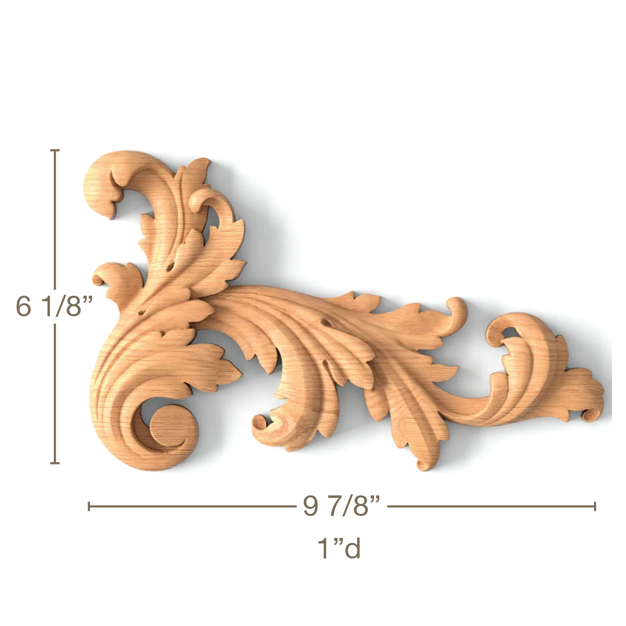 Robust Acanthus Scrolls, Left & Right Pair, 9 7/8"w x 6 1/8"h x 1"d - Image 3