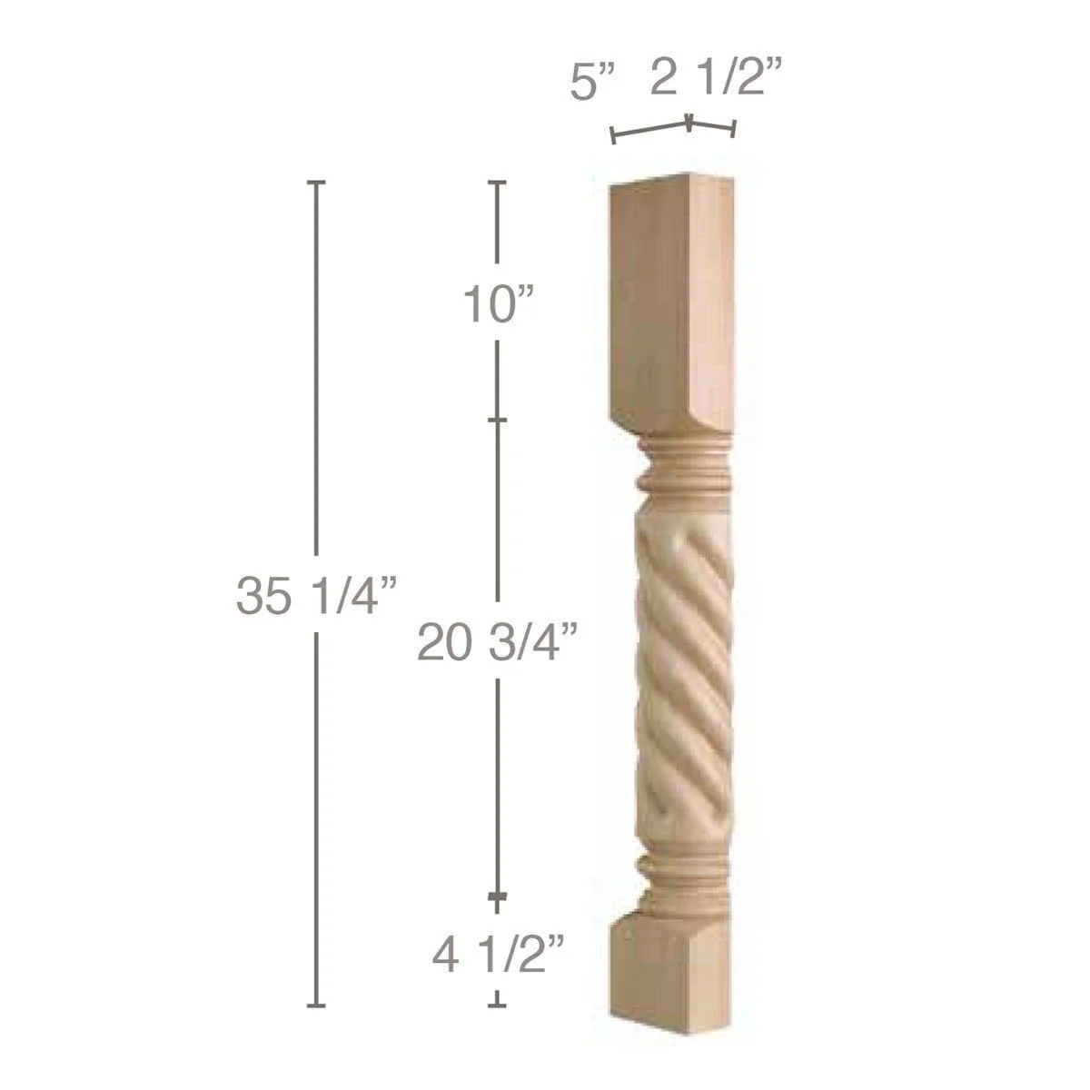 Rope Classic Column Half, 5"w x 35 1/4"h x 2 1/2"d, 1 Pair