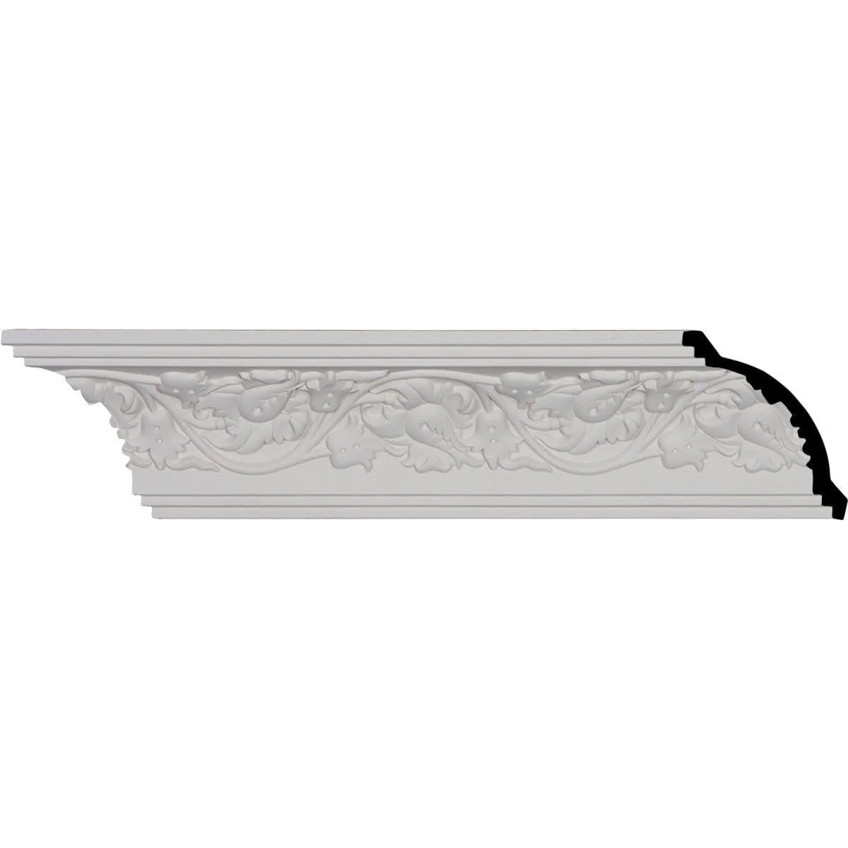 Rose Crown Moulding, 3 7/8"H x 4"P x 5 5/8"F x 94 1/2"L, (8" Repeat)