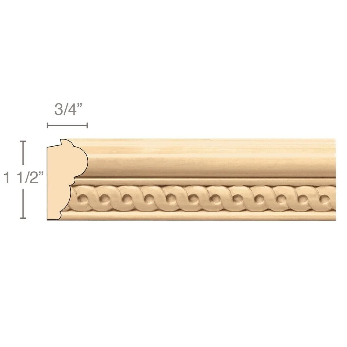 Running Coin Lipping Panel Mould(Lips 1/4 to 1/2), 1 1/2''w x 3/4''d x 8' length, Resin is priced per 8' length
