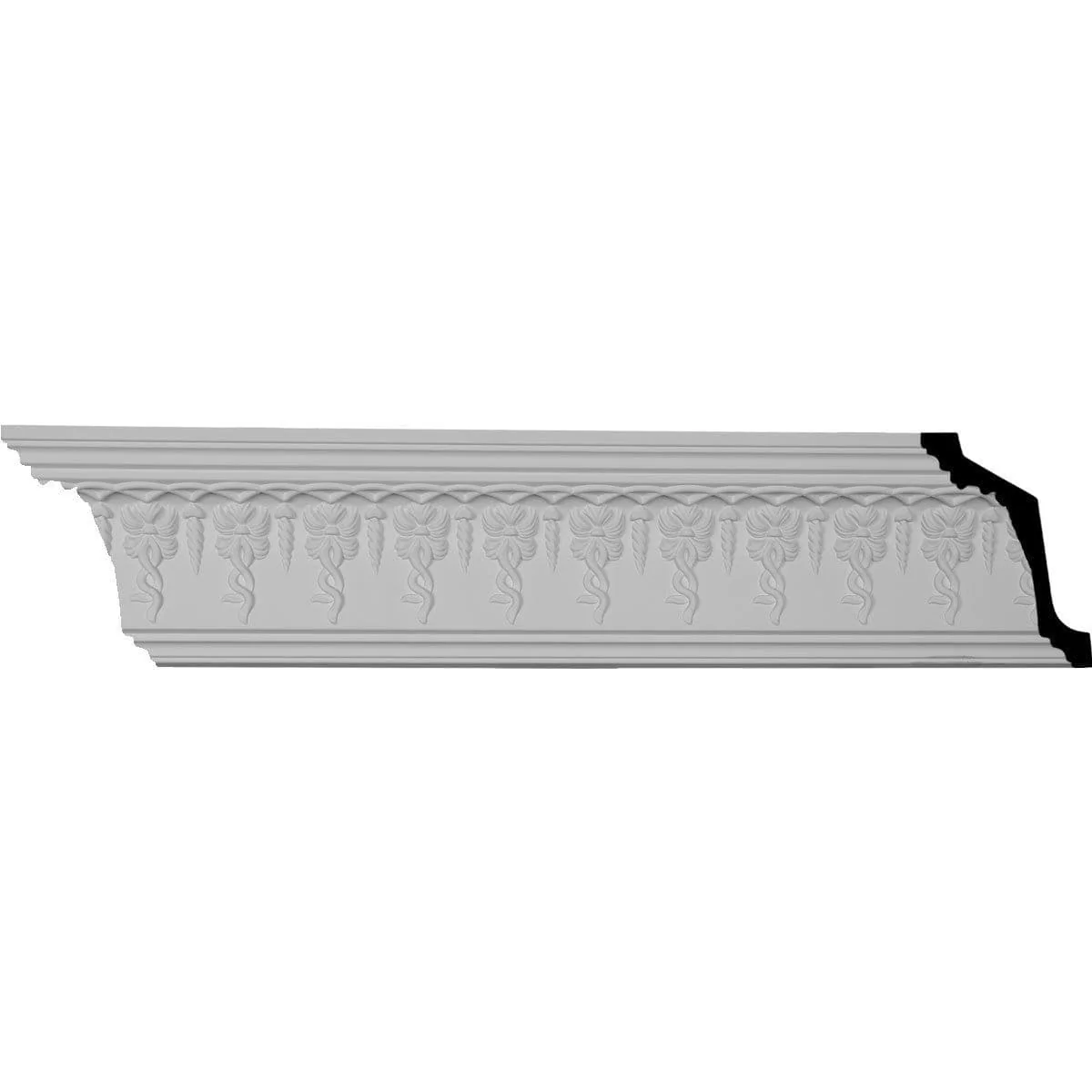 Scott Crown Moulding, 5"H x 3 7/8"P x 6 1/2"F x 94 3/8"L, (2 3/8" Repeat)
