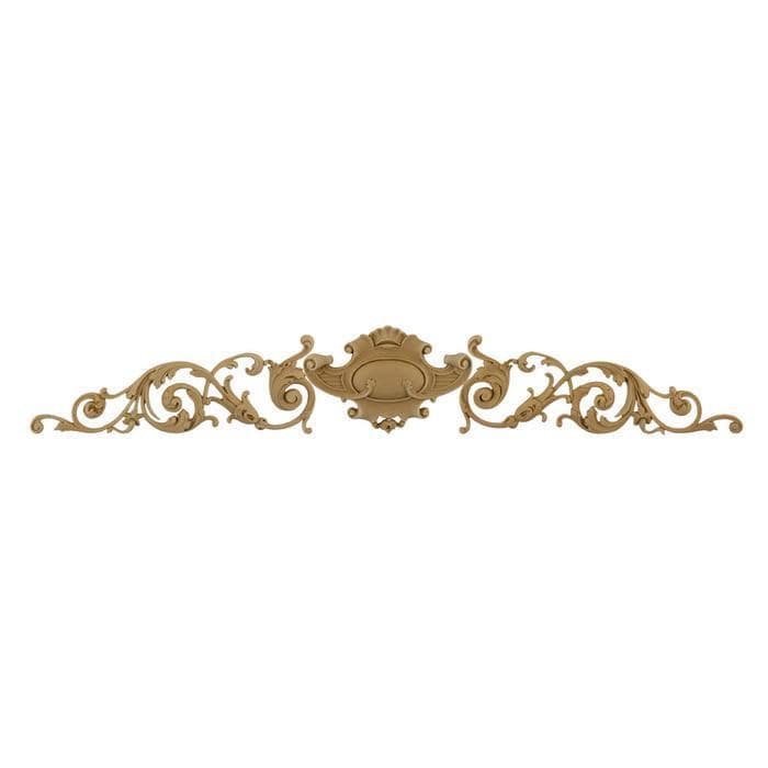 Scroll and Shield Design Onlay, 28"w x 5"h x 1/2"d, Made To Order, Minimum Order Amount $300