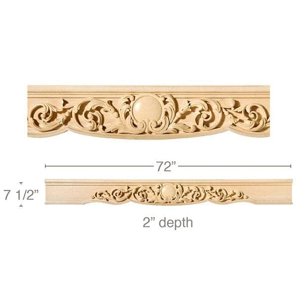 Scrolled Acanthus Rangehood, 72''w x 7 1/2''h x 2''d