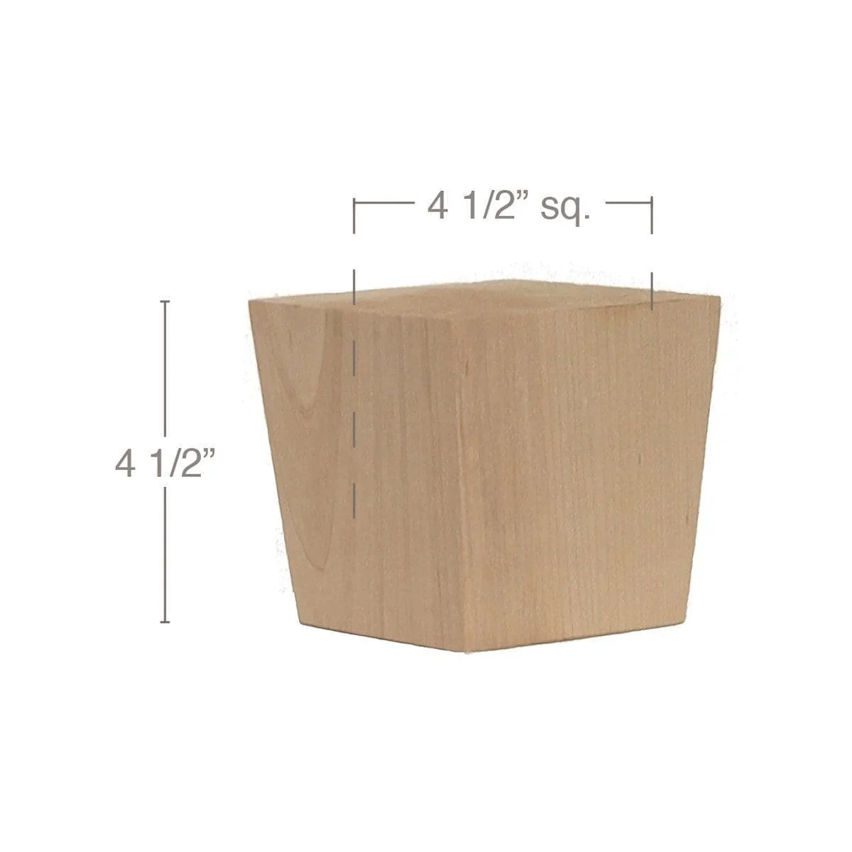 Shaker Tapered Square Bun Foot, 4 1/2"sq. x 4 1/2"h