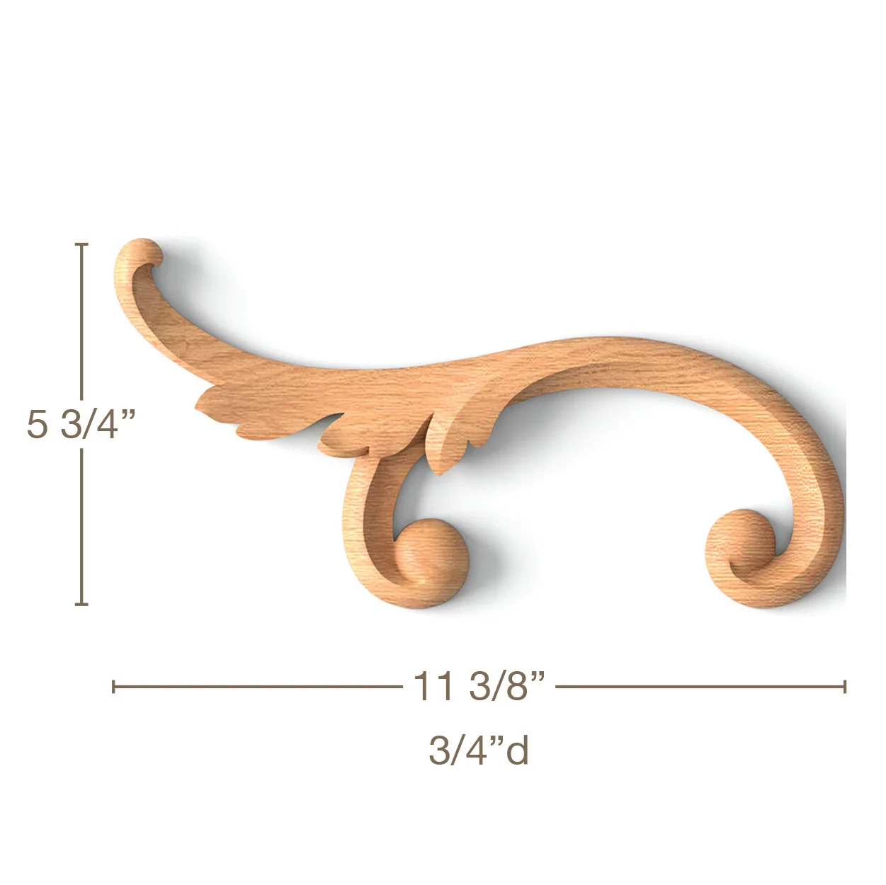 Simple Acanthus ScrollLR Pair, 11 3/8"w x 5 3/4"h x 3/4"d, SPECIAL ORDER - Image 2