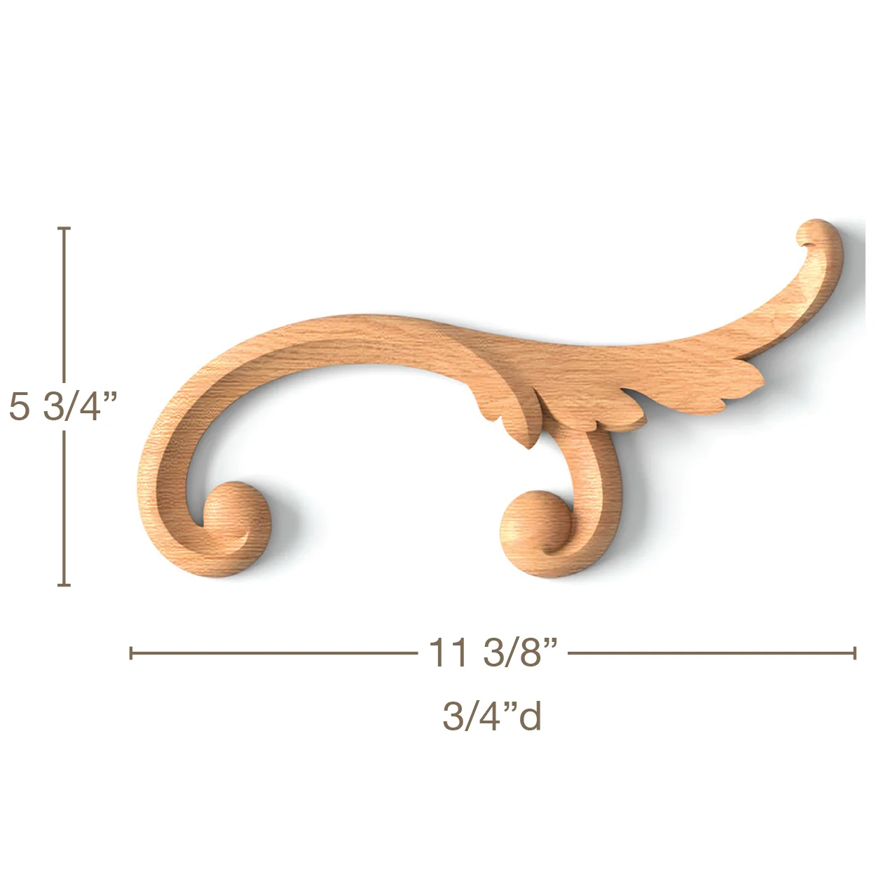 Simple Acanthus ScrollLR Pair, 11 3/8"w x 5 3/4"h x 3/4"d, SPECIAL ORDER - Image 3