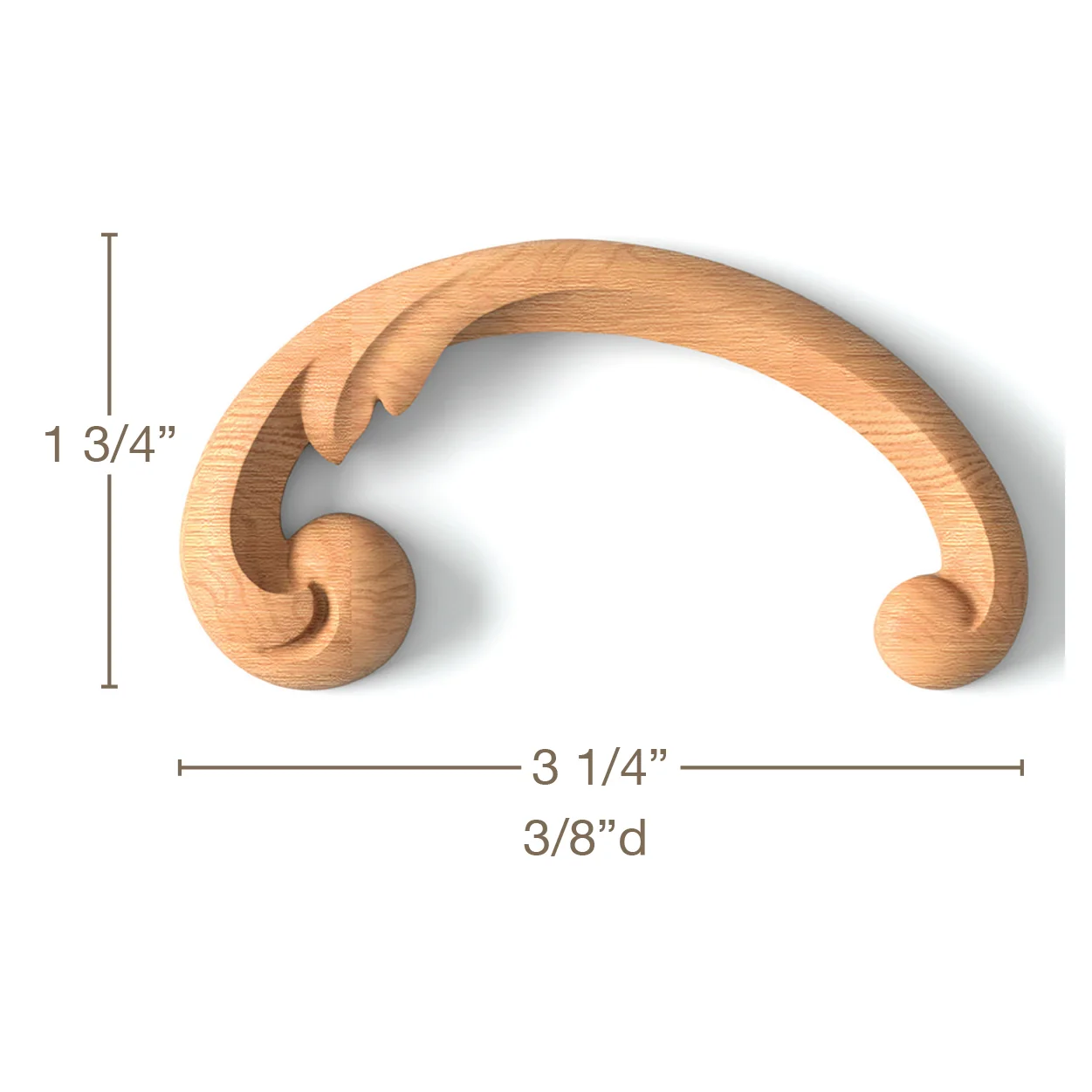 Simple Scrolls2 LR Pairs, 3 1/4"w x 1 3/4"h x 3/8"d - Image 2