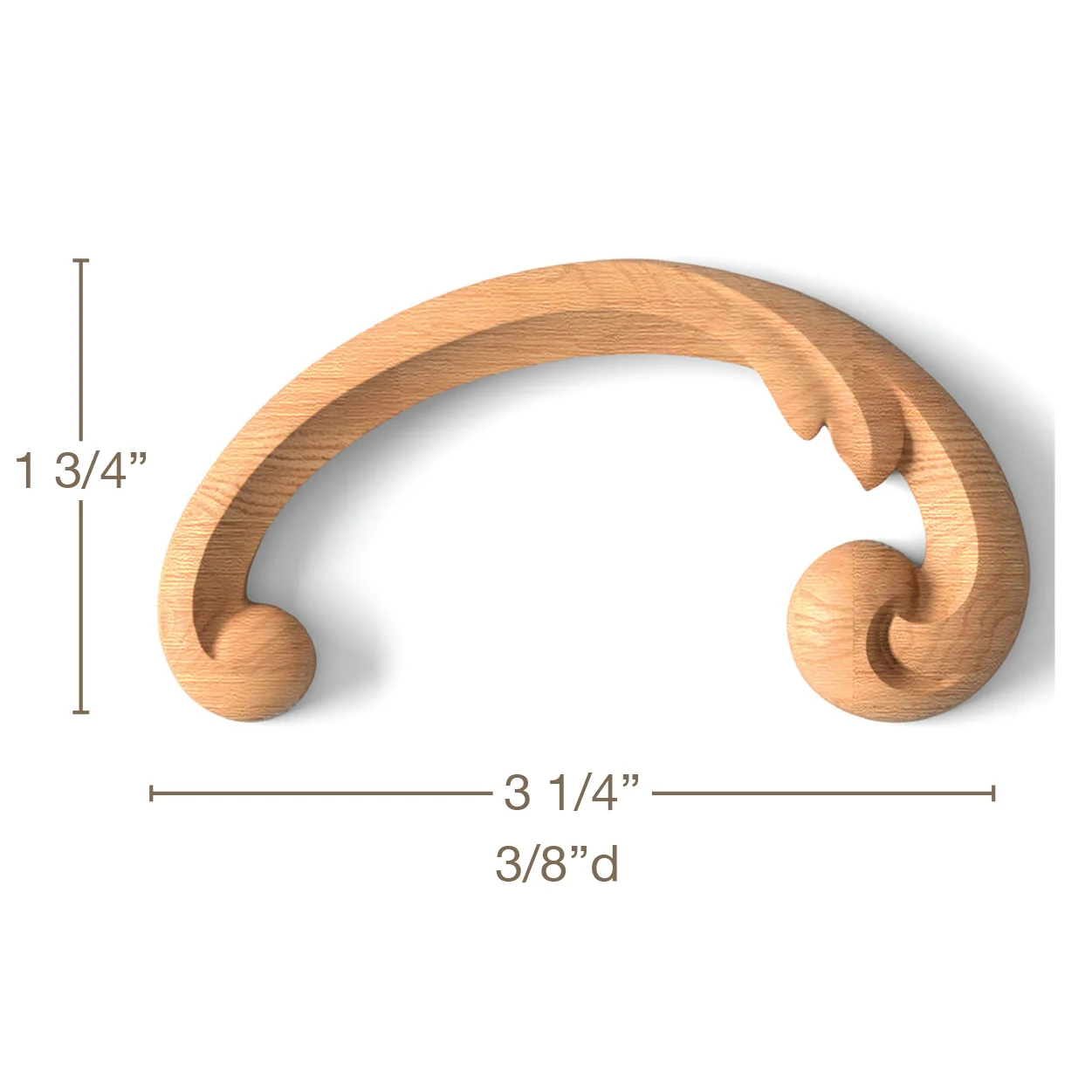 Simple Scrolls2 LR Pairs, 3 1/4"w x 1 3/4"h x 3/8"d - Image 3