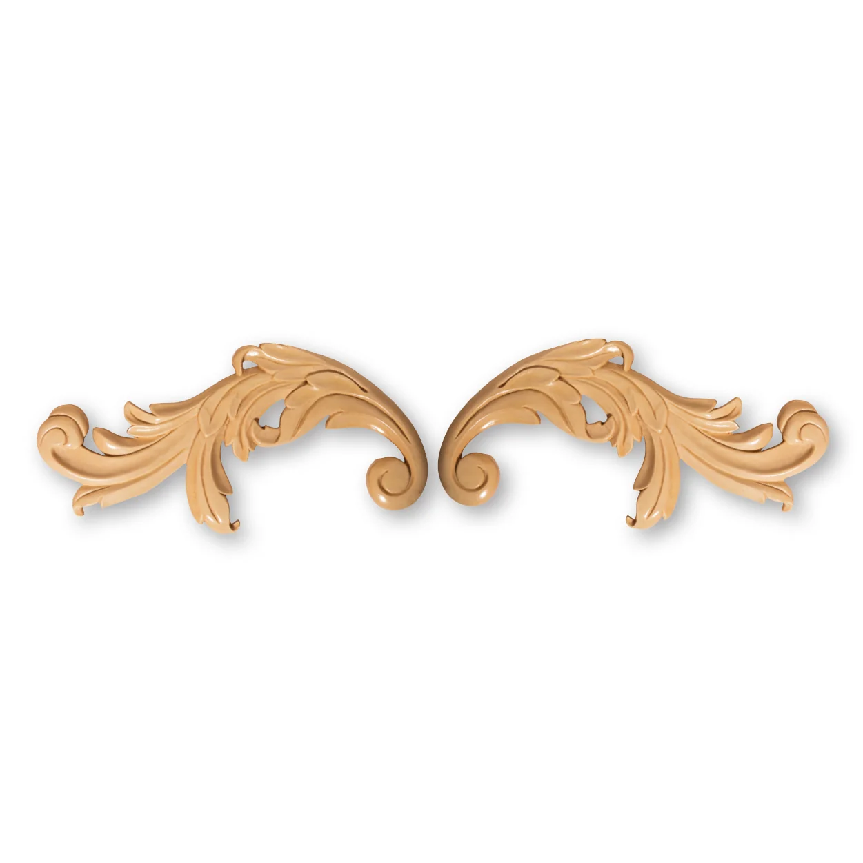 Small Acanthus Scrolls, 1 Pair (Left & Right), Resin, 3 3/4"h x 7 3/4"w x 13/16"d - Image 3