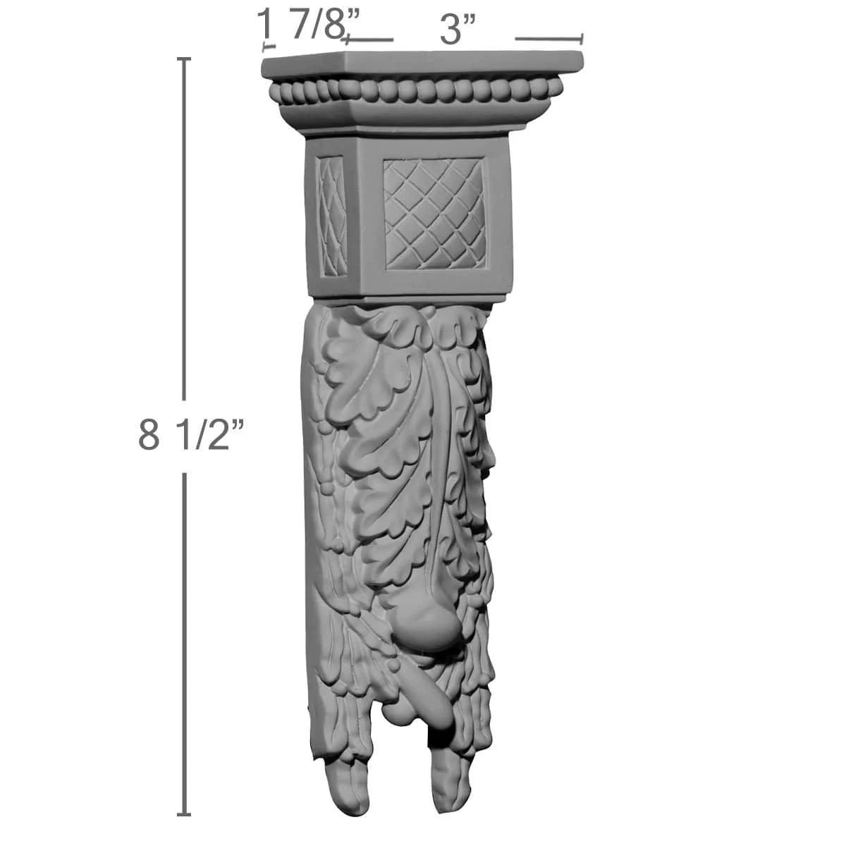 Small Drop Corbel, 3"W x 1 7/8"D x 8 1/2"H