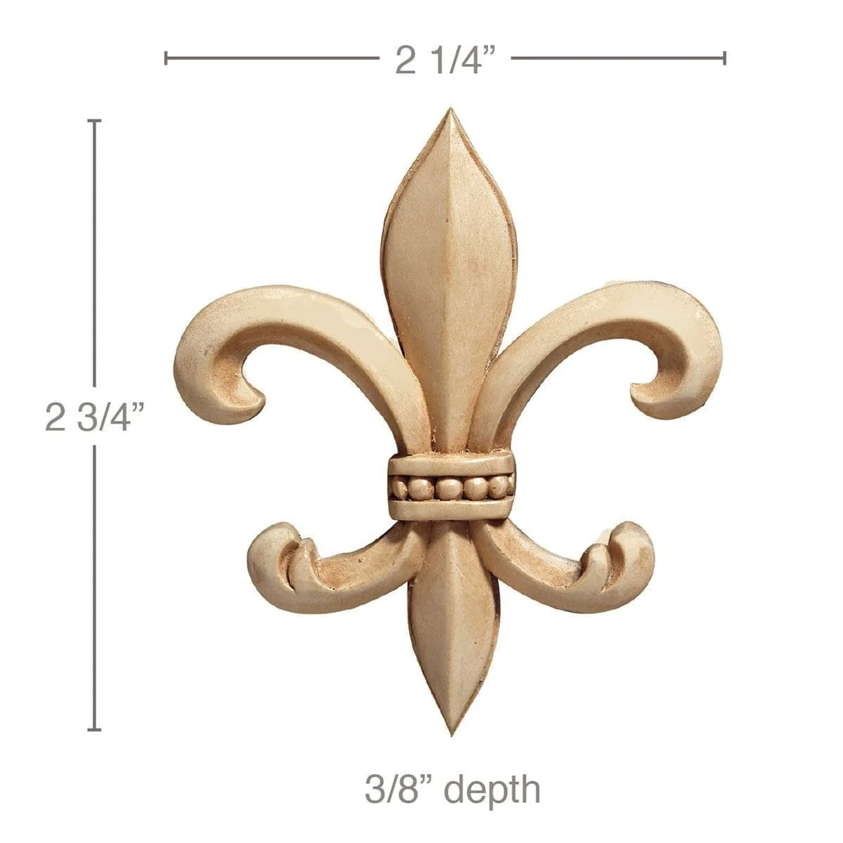 Small Fleur de Lis (Sold 4 per card), 2 1/4''w x 2 3/4''h x 3/8''d