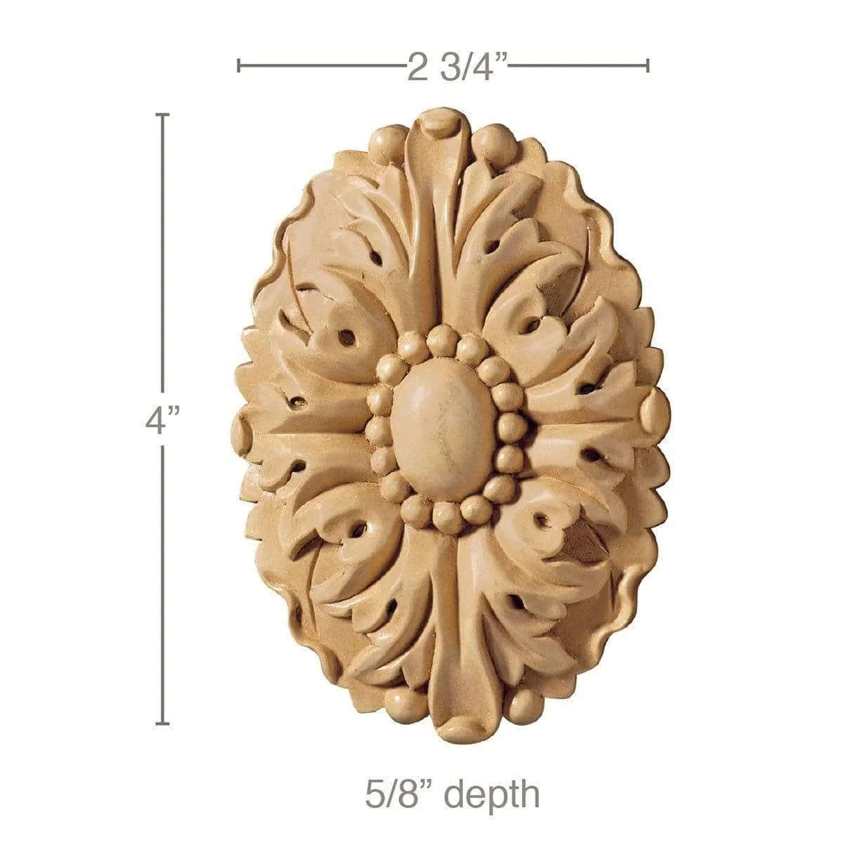 Small Oval Rosette (Sold 2 per card), 2 3/4''w x 4''h x 5/8''d