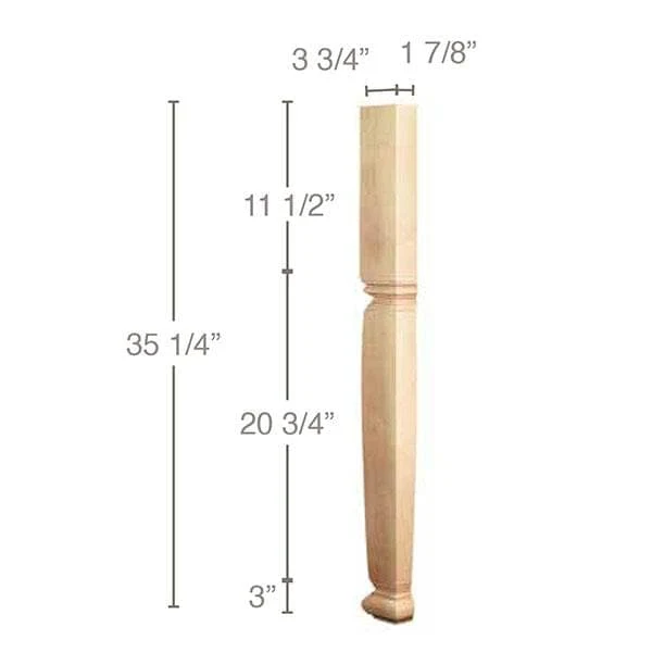 Split Square English Estate Column, 3 3/4''w x 35 1/4''h x 1 7/8''d, 1 Pair