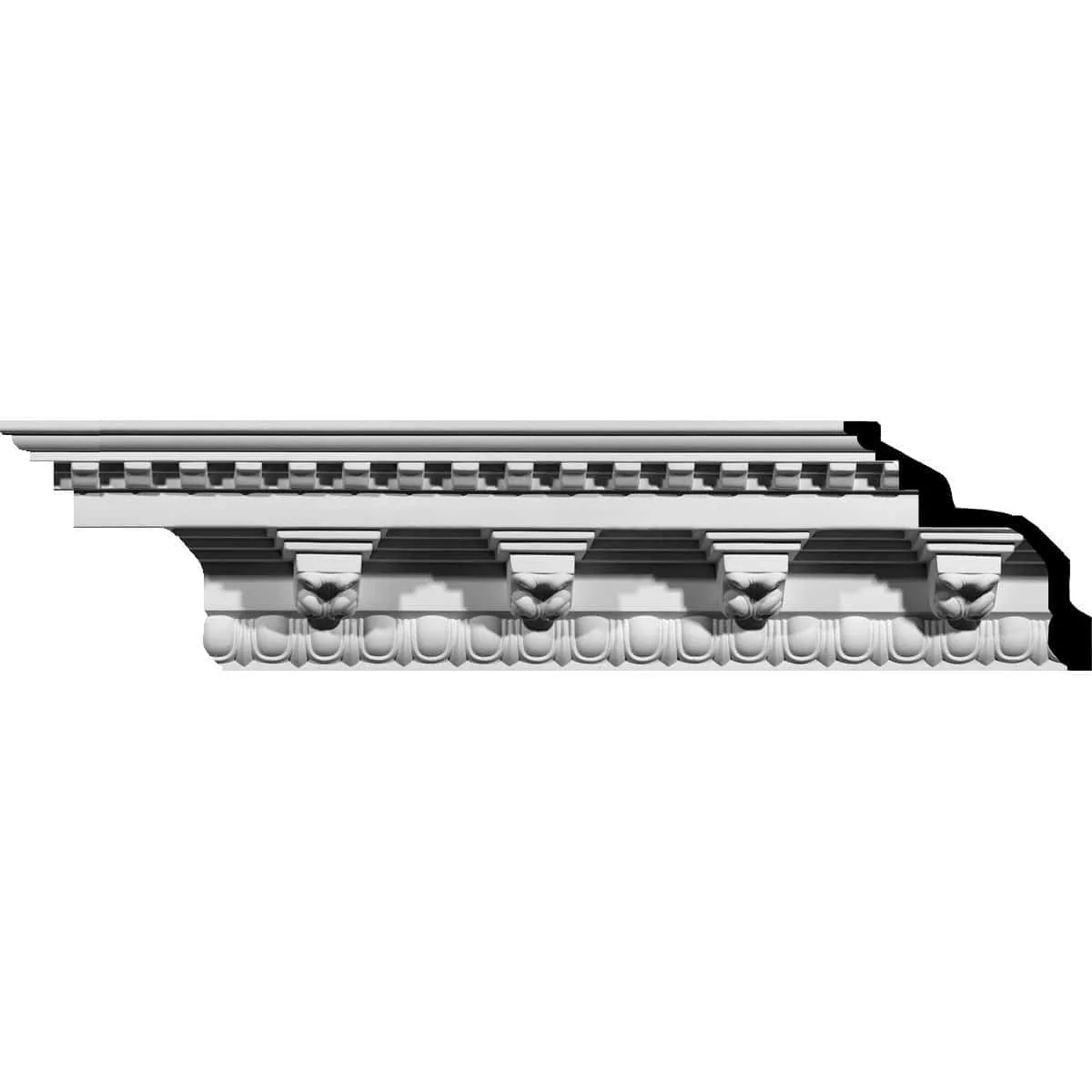 Stockport Crown Moulding, 6 1/2"H x 6 1/2"P x 9 1/4"F x 94 1/2"L