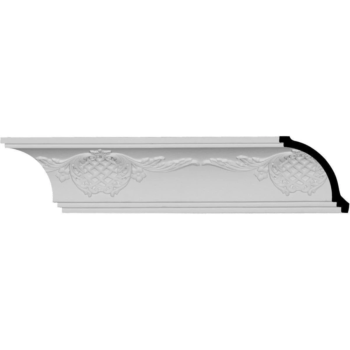 Strasbourg Crown Moulding, 3 3/4"H x 3 7/8"P x 5 3/8"F x 94 1/2"L, (12" Repeat)