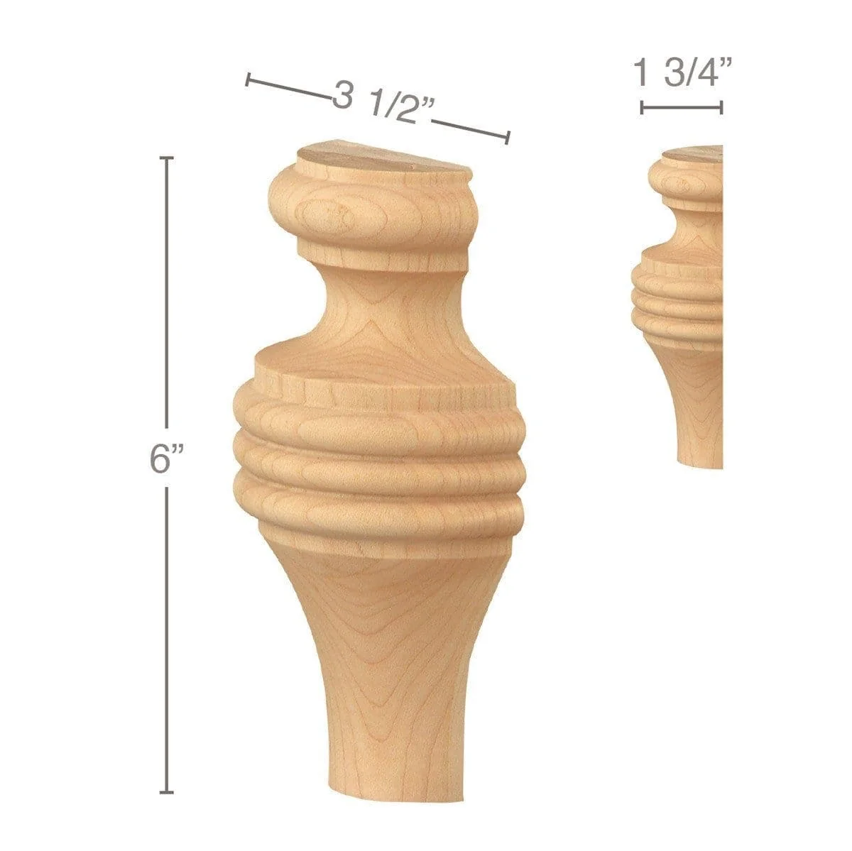 Tall Country French Split Foot, 3 1/2"w x 6"h x 1 3/4"d, 1 Pair