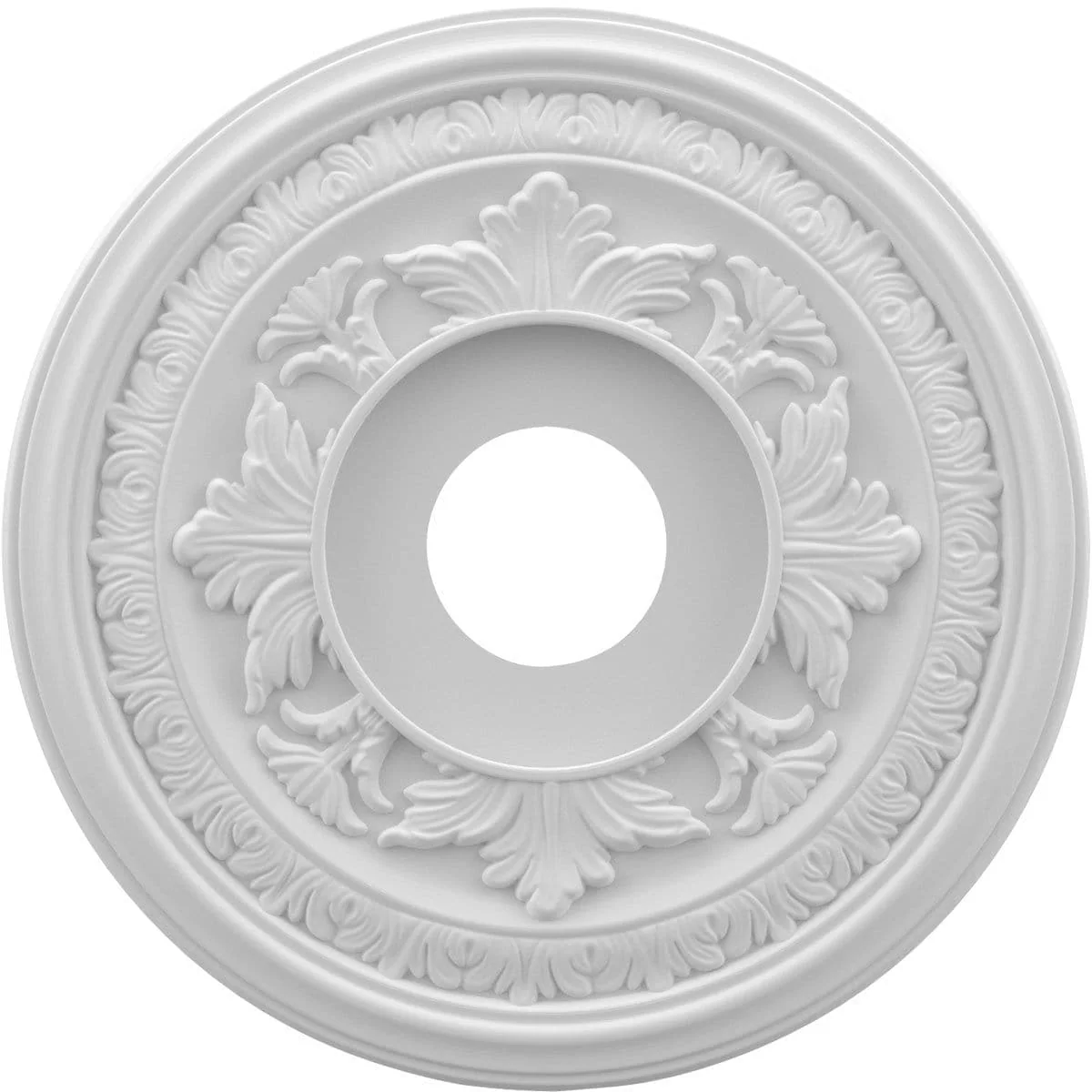 Thermoformed PVC Ceiling Medallion (Fits Canopies up to 6 1/2"), 16"OD x 3 1/2"ID x 1"P