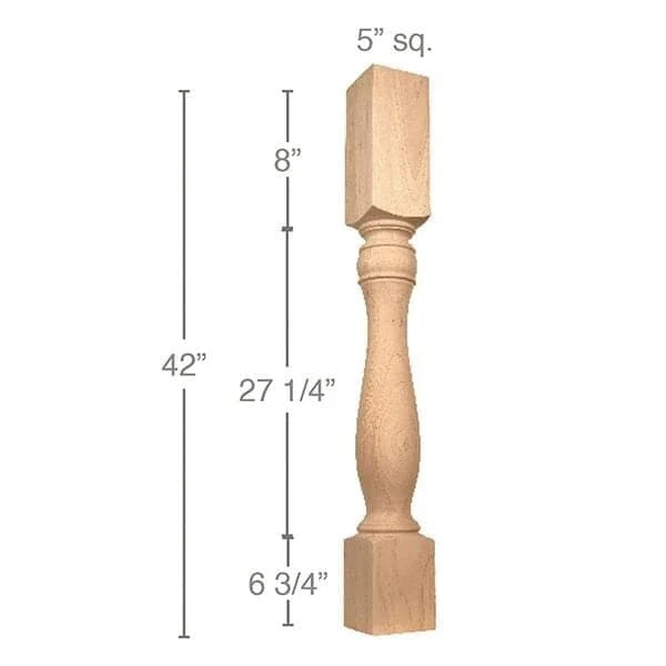Traditional Bar Column, 5"sq. x 42"h