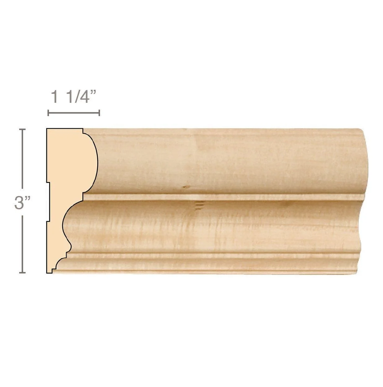 Traditional Panel Mould, used with PED5669, 3"w x 1 1/4"d x 8' length, Resin is priced per 8' length