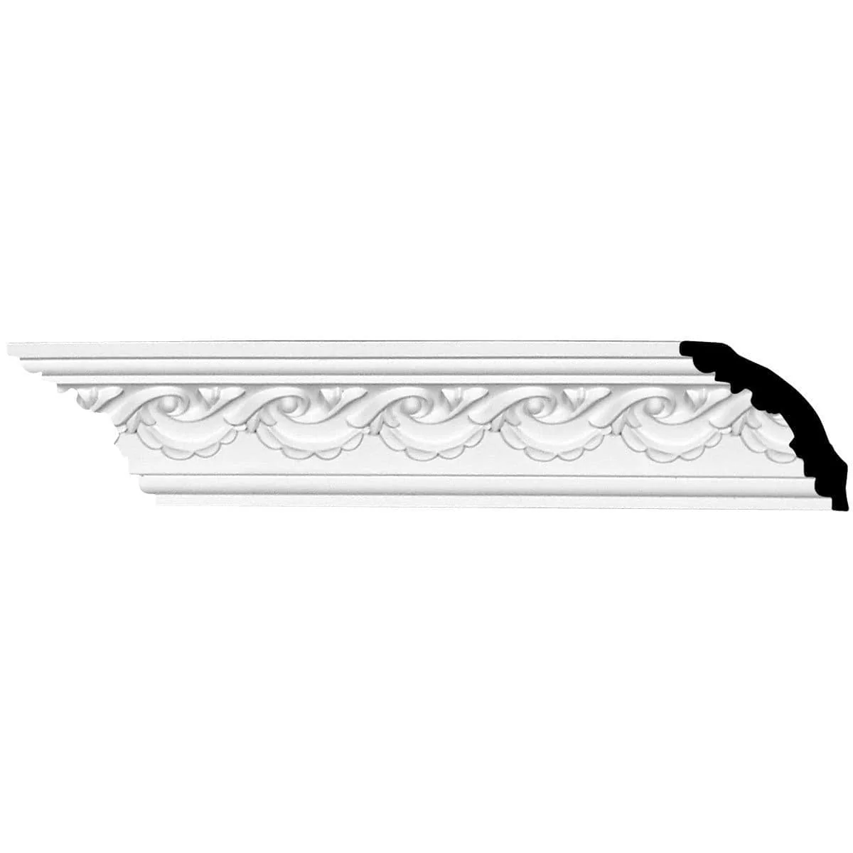 Versailles Crown Moulding, 2 3/8"H x 2 3/8"P x 3 3/8"F x 94 1/2"L