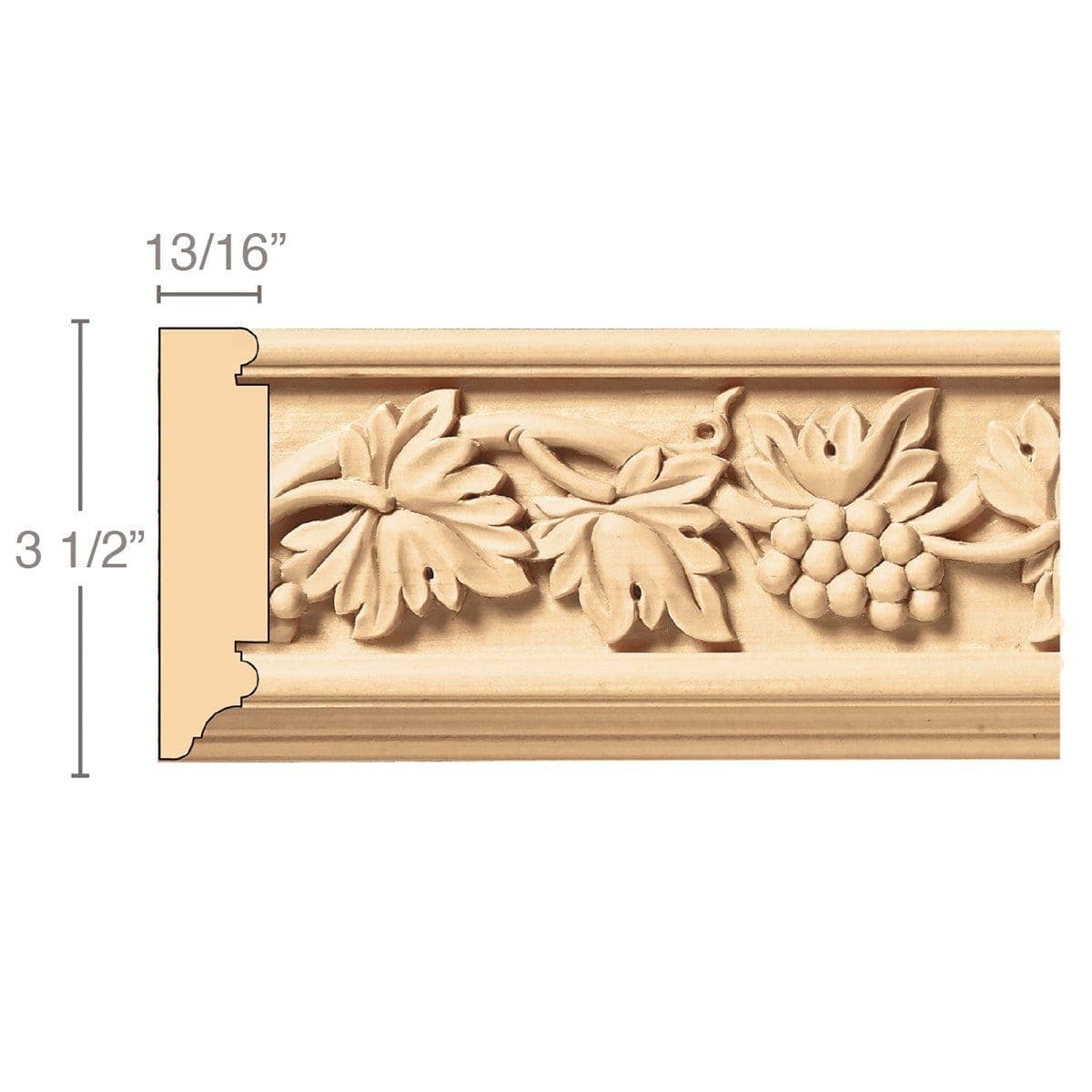 Vineyard Frieze (Repeats 17 3/4), 3 1/2''w x 13/16''d x 8' length, Resin is priced per 8' length